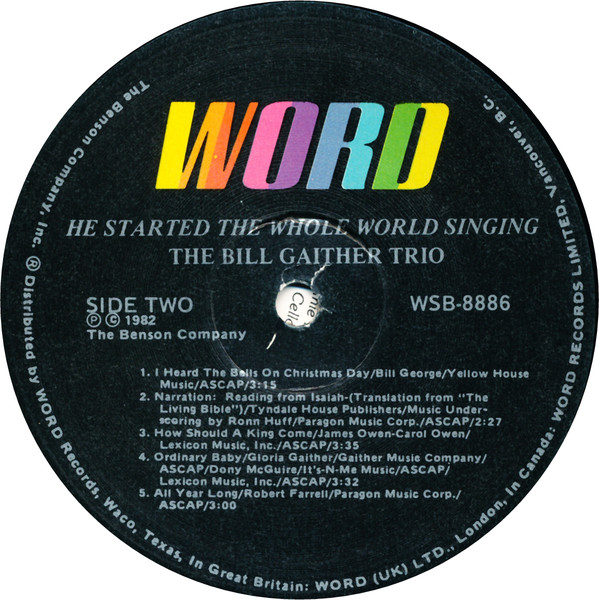 The Bill Gaither Trio - He Started The Whole World Singing (LP, Album) (Mint (M)) - Image 4