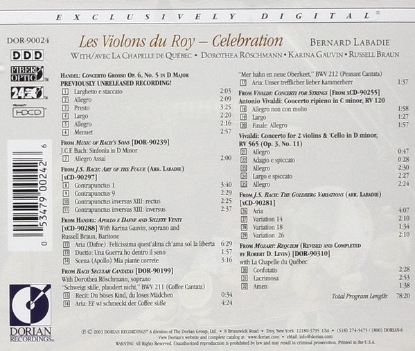 Les Violons du Roy, Bernard Labadie, La Chapelle De Québec, Dorothea Röschmann, Karina Gauvin, Russell Braun - Celebration (CD, Comp) (Near Mint (NM or M-)) - Image 2