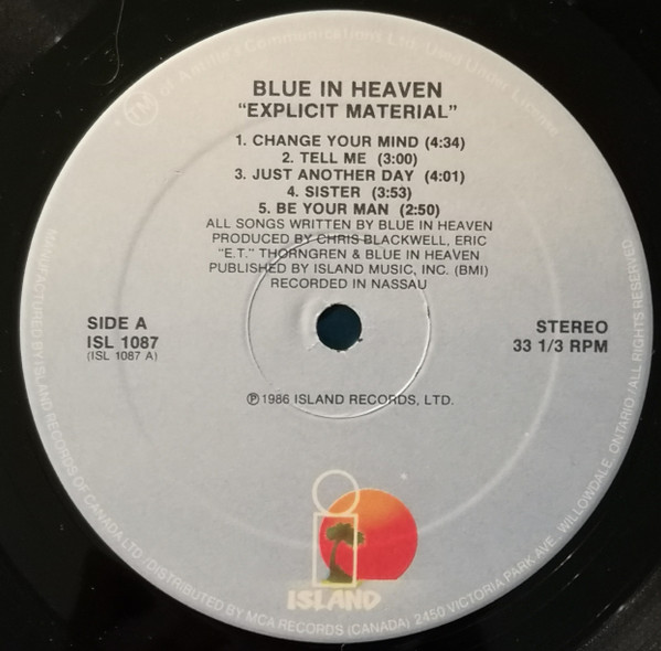 Blue In Heaven - Explicit Material (LP, Album) (Mint (M)) - Image 3