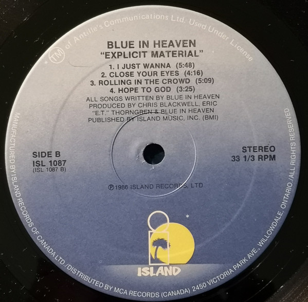 Blue In Heaven - Explicit Material (LP, Album) (Mint (M)) - Image 4