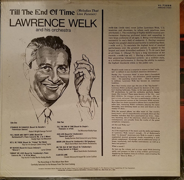 Lawrence Welk And His Orchestra - Till The End Of Time (Melodies That Live Forever) (LP, Comp) (Mint (M)) - Image 2