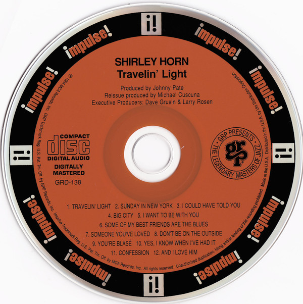 Shirley Horn - Travelin' Light (CD, Album, RE) (Near Mint (NM or M-)) - Image 3