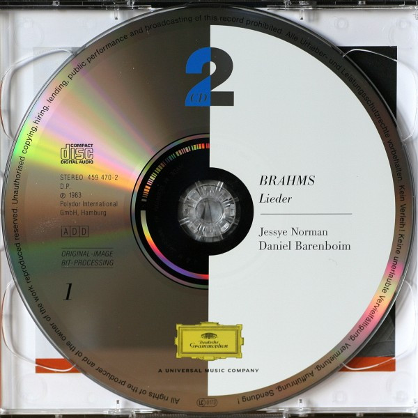 Johannes Brahms, Jessye Norman, Daniel Barenboim - Lieder (2xCD, Comp, RM) (Near Mint (NM or M-)) - Image 3