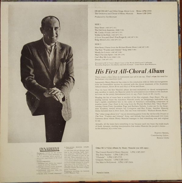 Henry Mancini And His Orchestra And Chorus - Dear Heart And Other Songs About Love (LP, Album) (Mint (M)) - Image 2