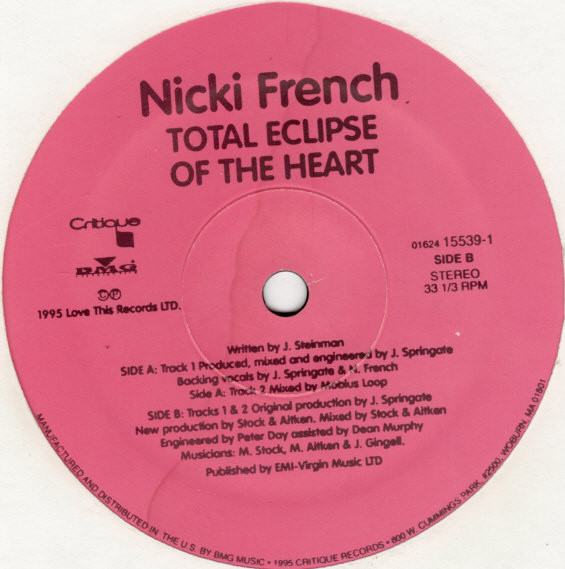 Nicki French - Total Eclipse Of The Heart (12") (Mint (M)) - Image 2