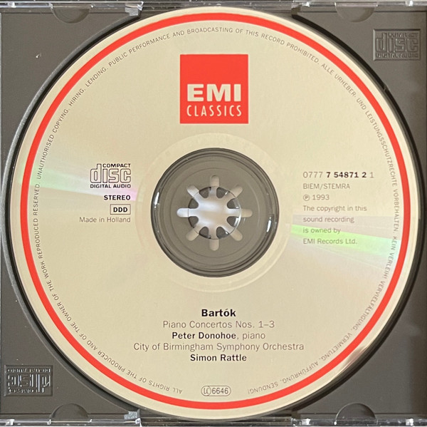 Béla Bartók - Peter Donohoe - City Of Birmingham Symphony Orchestra - Sir Simon Rattle - Piano Concertos • Klavierkonzerte • Concertos Pour Piano 1-2-3 (CD, Album) (Near Mint (NM or M-)) - Image 3