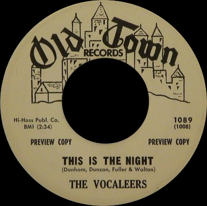 The Vocaleers - This Is The Night / Love And Devotion (7", Promo) (Very Good Plus (VG+))