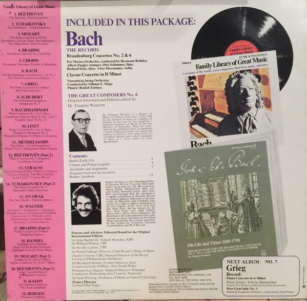 Johann Sebastian Bach - The Brandenburg Concertos No. 2 & No. 6 / The Clavier Concerto In D Minor (LP, Comp) (Mint (M)) - Image 2