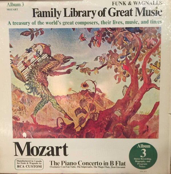 Various, Wolfgang Amadeus Mozart - The Piano Concerto In B Flat - Funk & Wagnalls Family Library Of Great Music - Album 3 (LP, Comp) (Mint (M))