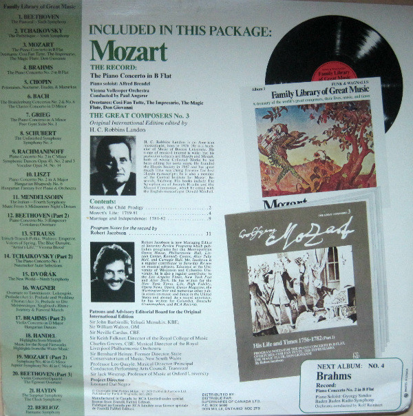 Various, Wolfgang Amadeus Mozart - The Piano Concerto In B Flat - Funk & Wagnalls Family Library Of Great Music - Album 3 (LP, Comp) (Mint (M)) - Image 2