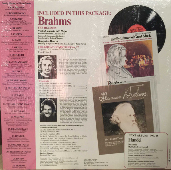 Johannes Brahms - Violin Concerto In D Major / Hungarian Dances (LP) (Mint (M)) - Image 2