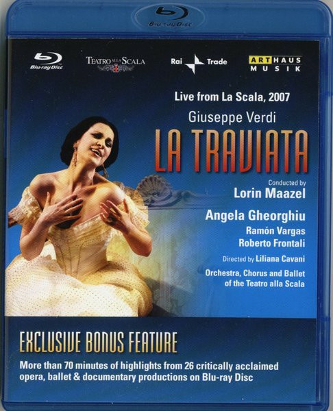Giuseppe Verdi / Conducted By Lorin Maazel, Angela Gheorghiu, Ramón Vargas, Roberto Frontali , Directed By Liliana Cavani, Orchestra Del Teatro Alla Scala, Coro Del Teatro Alla Scala And Corpo Di Ballo Del Teatro Alla Scala - La Traviata - Live From La Scala, 2007 (Blu-ray, Album, RE, Multichannel) (Near Mint (NM or M-)) - Image 3