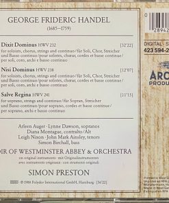 Alternative view of Georg Friedrich Händel, Choir And Orchestra Of Westminster Abbey, Simon Preston - Dixit Dominus • Nisi Dominus • Salve Regina (CD, Album) (Near Mint (NM or M-))