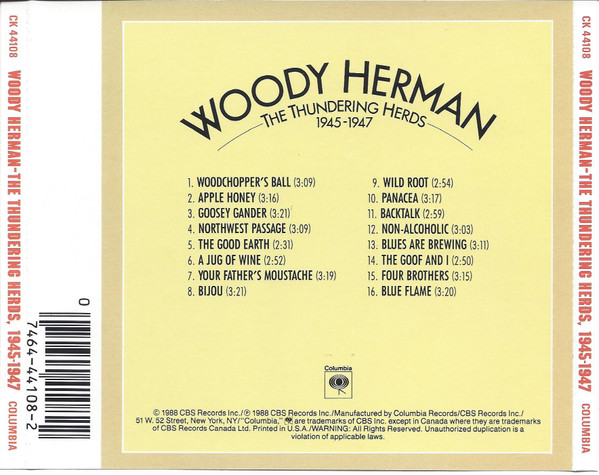 Woody Herman - The Thundering Herds 1945-1947 (CD, Comp, RM, RP) (Near Mint (NM or M-)) - Image 5