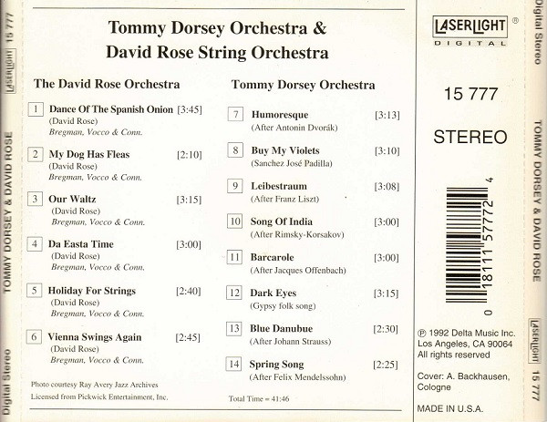 Tommy Dorsey And The David Rose & His Orchestra - Tommy Dorsey & David Rose (CD, Comp) (Near Mint (NM or M-)) - Image 2