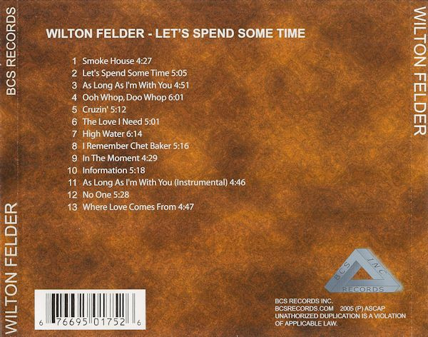 Wilton Felder - Let's Spend Some Time (CD, Album) (Mint (M)) - Image 2