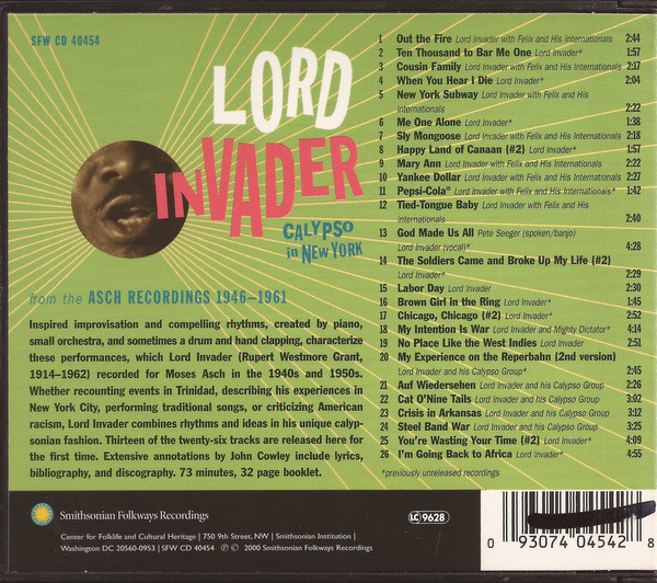 Lord Invader - Calypso In New York (The Asch Recordings 1946-1961) (CD, Comp) (Near Mint (NM or M-)) - Image 2