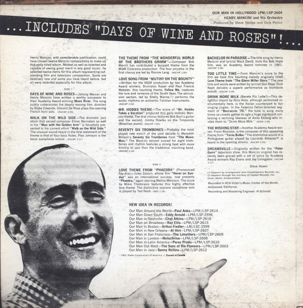 Henry Mancini - Our Man In Hollywood (LP, Album) (Mint (M)) - Image 2