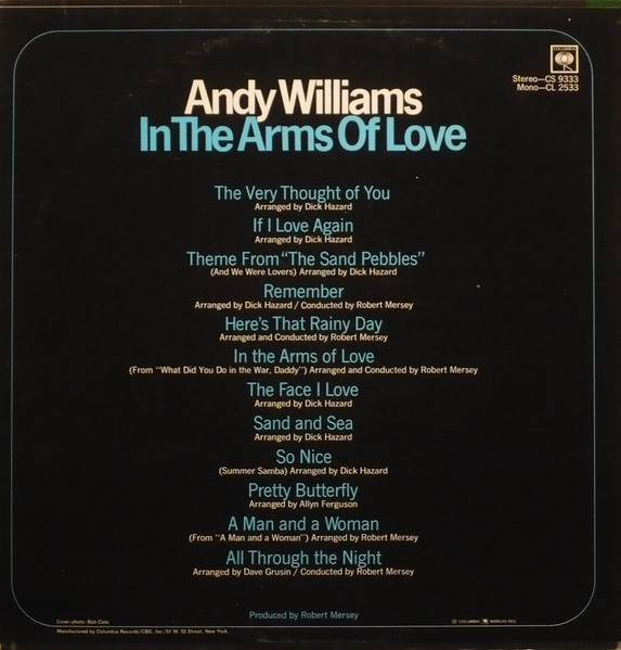 Andy Williams - In The Arms Of Love (LP, Album) (Mint (M)) - Image 2
