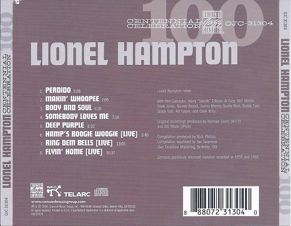 Lionel Hampton - Centennial Celebration (CD, Comp) (Mint (M)) - Image 3