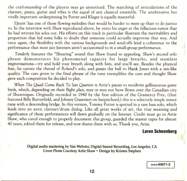 Artie Shaw - The Last Recordings Rare & Unreleased (2xCD, Comp) (Near Mint (NM or M-)) - Image 4