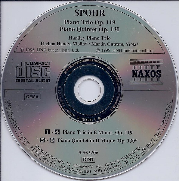 Louis Spohr, Hartley Piano Trio, Thelma Handy, Martin Outram - Piano Trio Op. 119 ∙ Piano Quintet Op. 130 (CD, Album) (Near Mint (NM or M-)) - Image 4