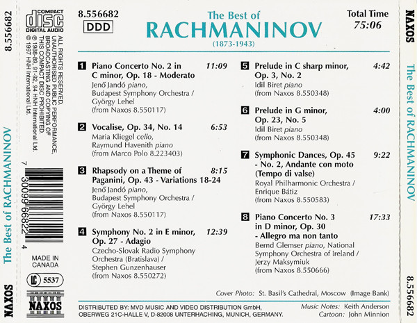 Sergei Vasilyevich Rachmaninoff - The Best Of Rachmaninov (CD, Comp) (Near Mint (NM or M-)) - Image 2