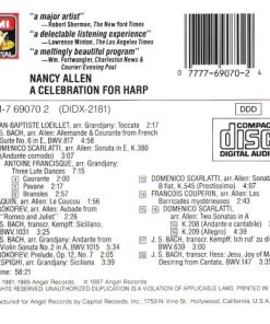 Alternative view of Nancy Allen (2), Johann Sebastian Bach, Domenico Scarlatti, Jean-Baptiste Loeillet, Ottorino Respighi, Sergei Prokofiev - A Celebration For Harp (CD) (Near Mint (NM or M-))
