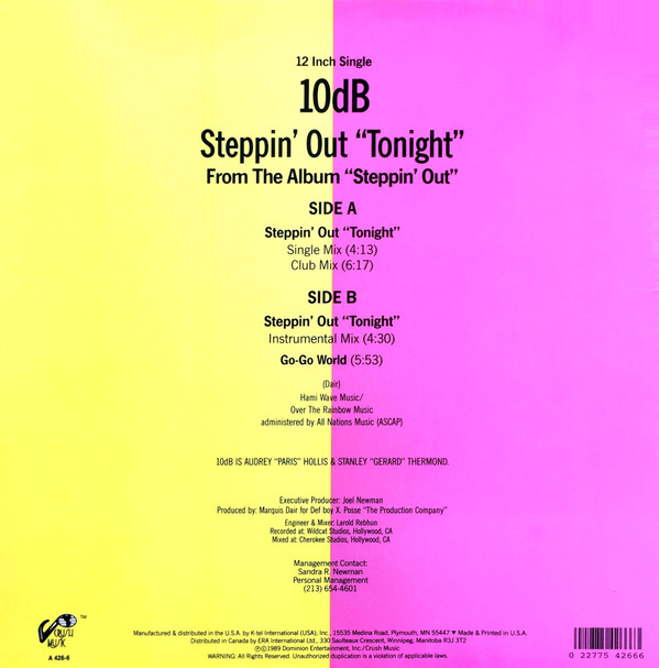 10db - Steppin' Out "Tonight" (12") (Mint (M)) - Image 2
