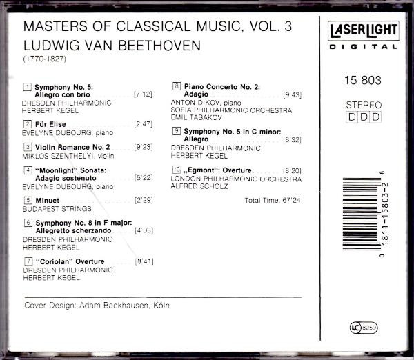 Ludwig Van Beethoven - Masters Of Classical Music, Vol.3: Beethoven (CD, Comp) (Near Mint (NM or M-)) - Image 2