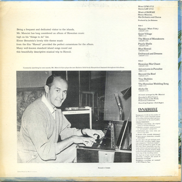 Henry Mancini And His Orchestra And Chorus - Music Of Hawaii (LP, Album) (Mint (M)) - Image 2