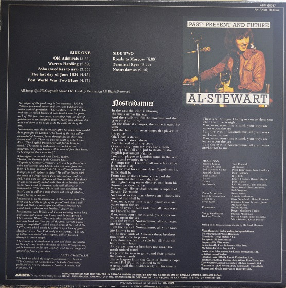 Al Stewart - Past, Present & Future (LP, Album) (Mint (M)) - Image 2
