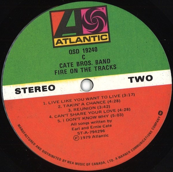 Cate Bros. Band - Fire On The Tracks (LP, Album) (Mint (M)) - Image 4