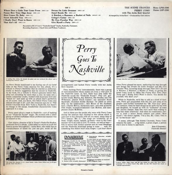 Perry Como With The Anita Kerr Quartet - The Scene Changes (LP, Mono) (Mint (M)) - Image 2