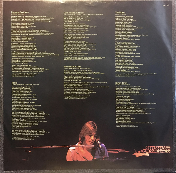 Jackson Browne - Running On Empty (LP, Album, Club, RE, Ter) (Mint (M)) - Image 3
