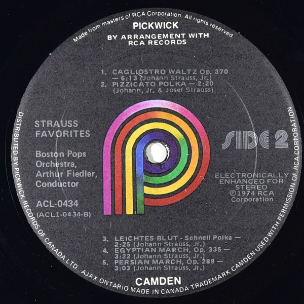Boston Pops Orchestra, Arthur Fiedler - Strauss Favorites (LP, RE, RM) (Mint (M)) - Image 4