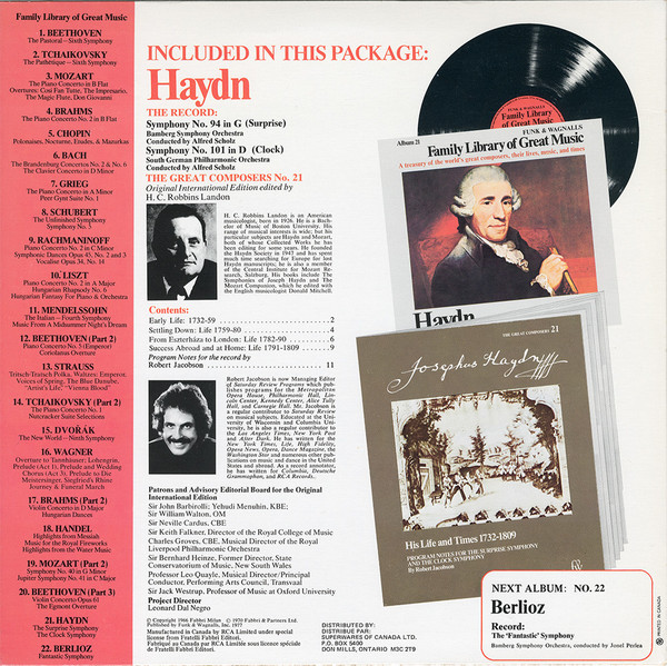 Joseph Haydn - The Surprise Symphony / The Clock Symphony (LP) (Mint (M)) - Image 2