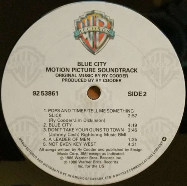 Ry Cooder - Blue City - Motion Picture Soundtrack (LP, Album) (Mint (M)) - Image 3