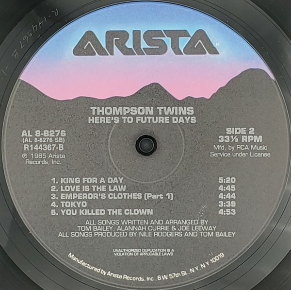Thompson Twins - Here's To Future Days (LP, Album, Club) (Mint (M)) - Image 4