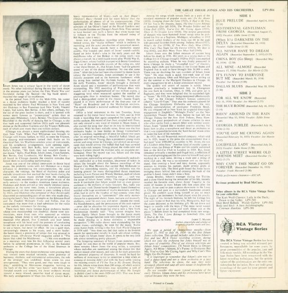 Isham Jones Orchestra - The Great Isham Jones And His Orchestra (LP, Comp) (Mint (M)) - Image 2