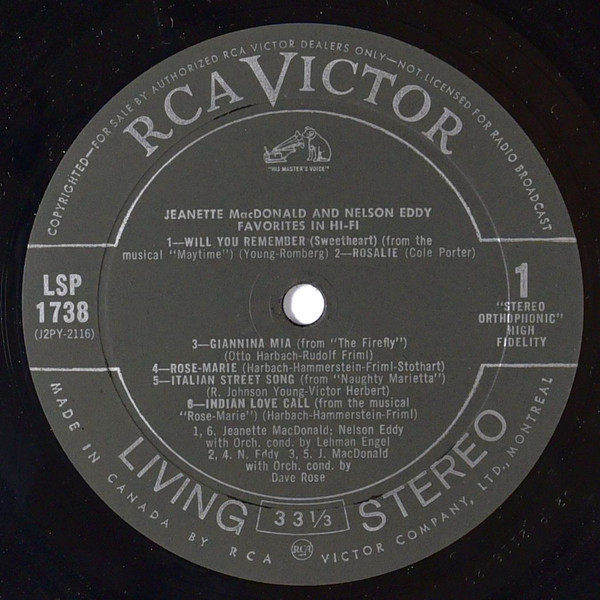 Jeanette MacDonald & Nelson Eddy - Favorites In Stereo (LP, Album) (Mint (M)) - Image 3