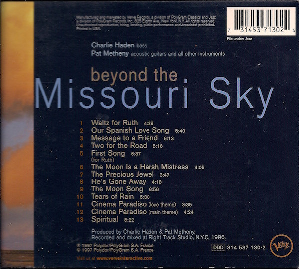 Charlie Haden & Pat Metheny - Beyond The Missouri Sky (CD, Album, RP, Tri) (Near Mint (NM or M-)) - Image 2
