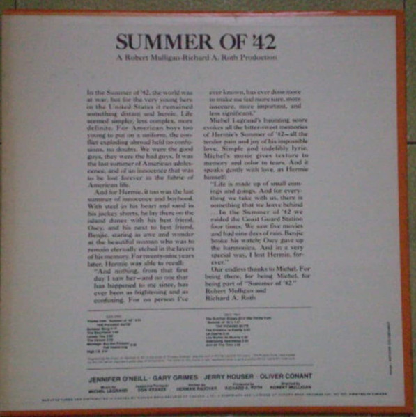 Michel Legrand - Summer Of '42 (LP, Album) (Mint (M)) - Image 2
