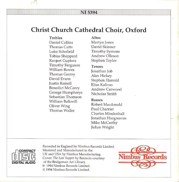 Giovanni Pierluigi da Palestrina, The Choir Of Christ Church Cathedral, Stephen Darlington - Missa O Sacrum Convivium (CD, Amb, UHJ) (Near Mint (NM or M-)) - Image 3