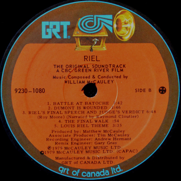 William McCauley - Riel: The Original Soundtrack Album (LP, Album) (Mint (M)) - Image 4