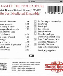 Alternative view of Martin Best Mediaeval Ensemble - The Last Of The Troubadours: The Art & Times Of Guiraut Riquier 1230-1292 (CD, Album) (Near Mint (NM or M-))