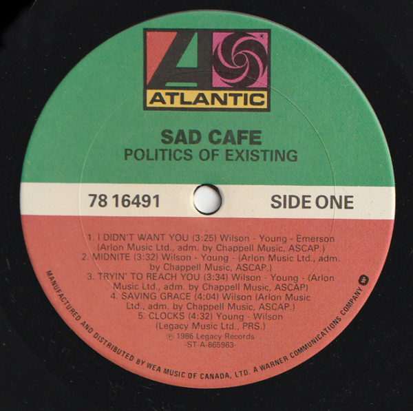 Sad Café - Politics Of Existing (LP, Album) (Mint (M)) - Image 3