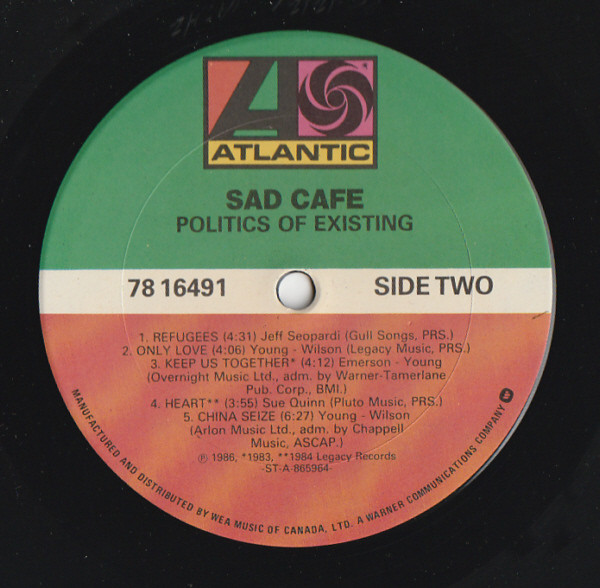 Sad Café - Politics Of Existing (LP, Album) (Mint (M)) - Image 4