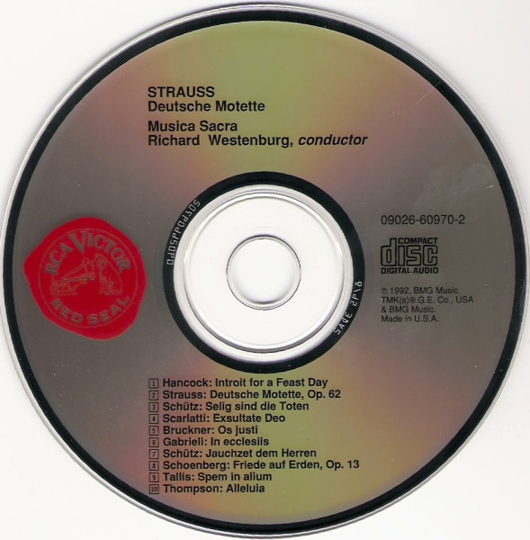 Richard Strauss, Musica Sacra, Richard Westenburg - Deutsche Motette (Songs And Psalms Of The Divine) (CD, Multichannel, Dol) (Near Mint (NM or M-)) - Image 3
