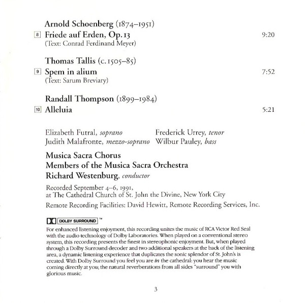 Richard Strauss, Musica Sacra, Richard Westenburg - Deutsche Motette (Songs And Psalms Of The Divine) (CD, Multichannel, Dol) (Near Mint (NM or M-)) - Image 5